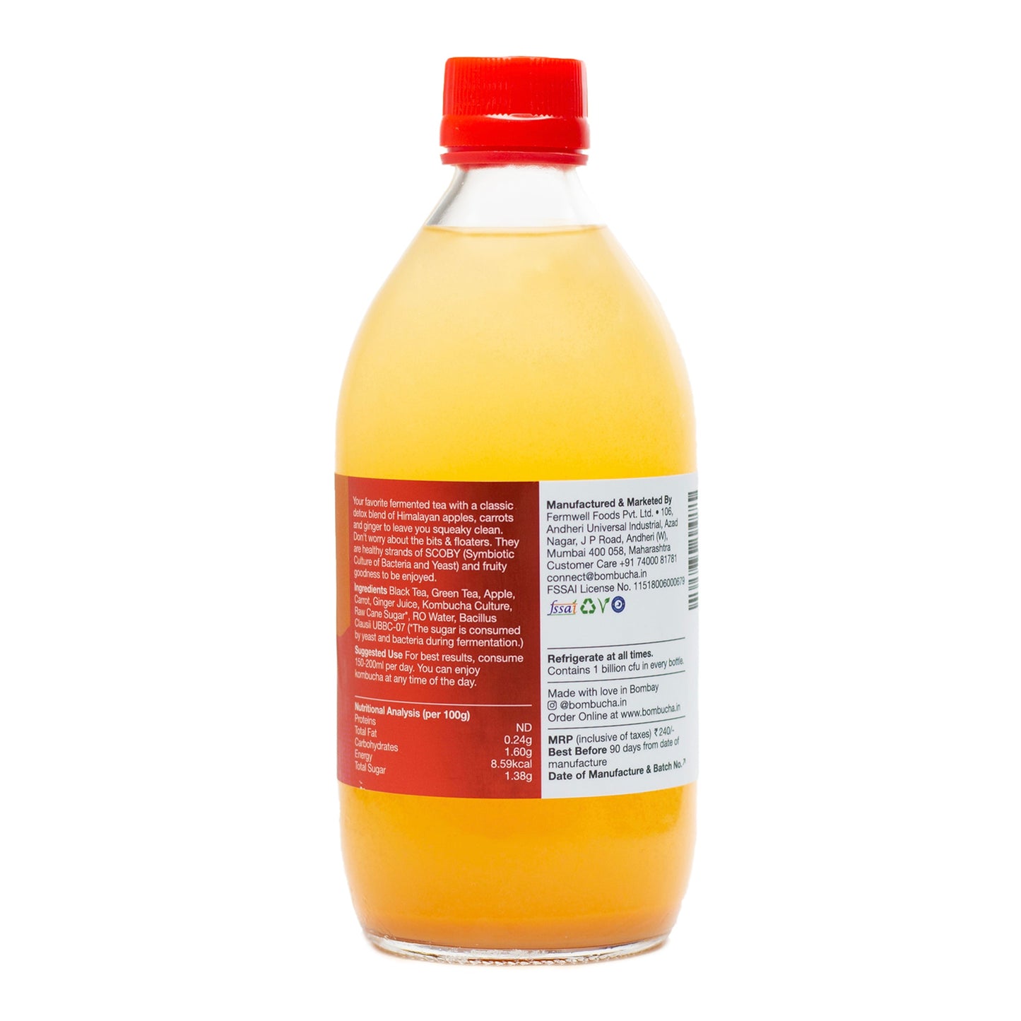 Kombucha-Apple Carrot Ginger 500ml (HYD)