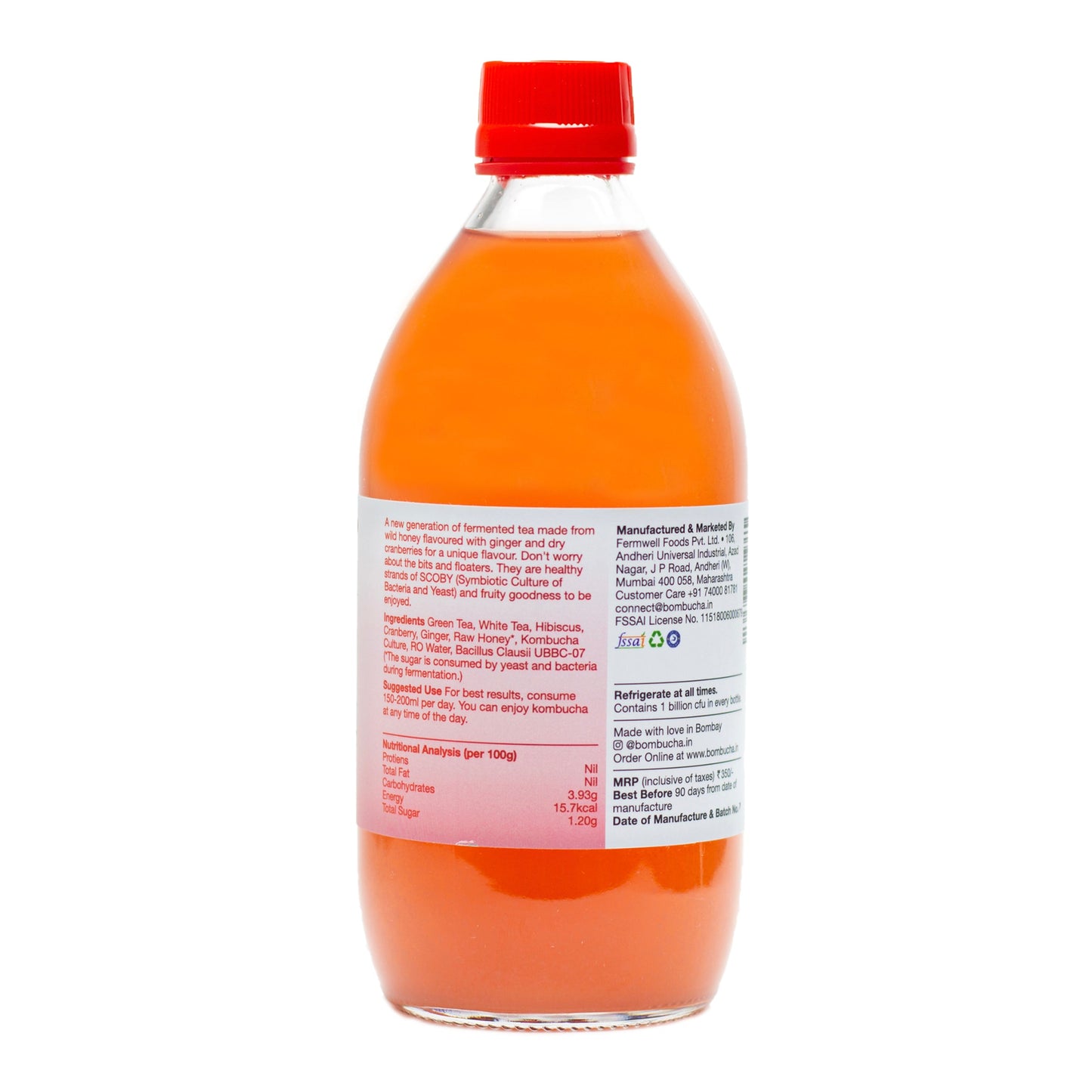 Kombucha-Jun Ginger & Cranberry 500ml (IND)