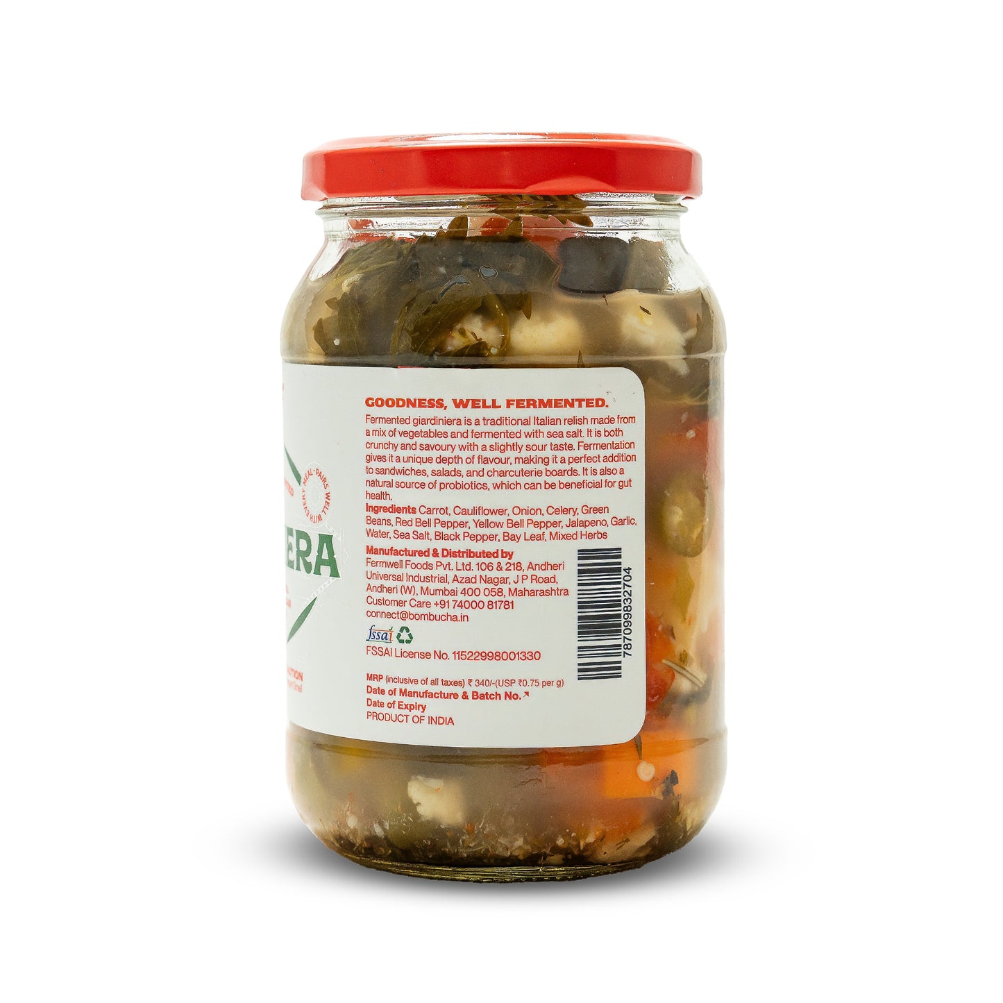 Giardiniera - Italian Style Fermented Mixed Vegetables  450 gm  (MUM)