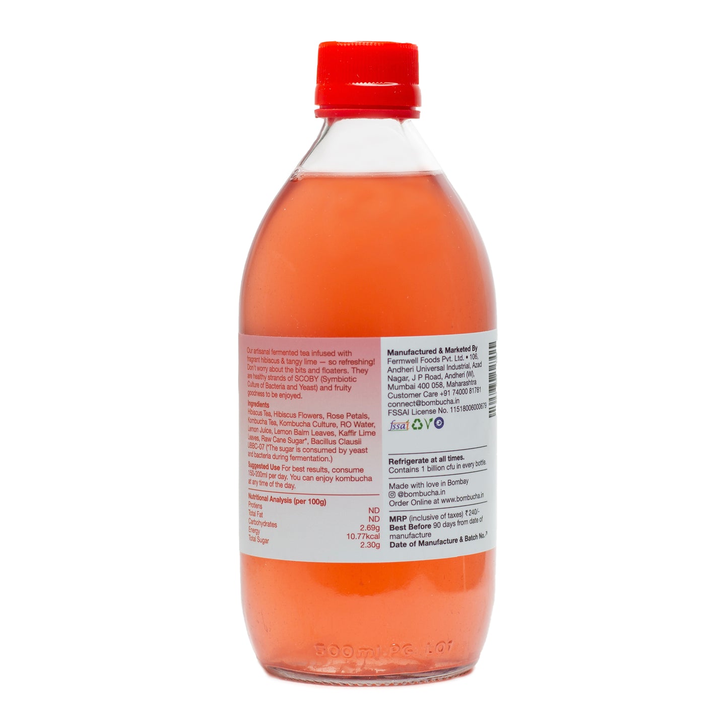 Kombucha-Hibiscus Lime 500ml (BLR)