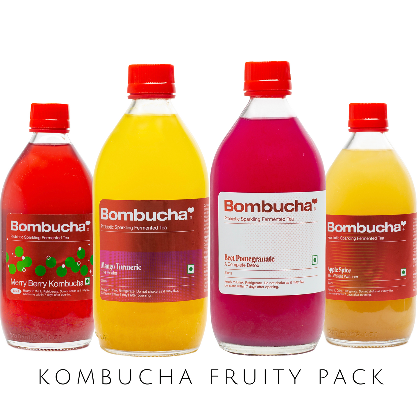 Kombucha Fruity Pack - Mango Turmeric + Apple Spice + Beet Pomegranate + Merry Berry (BL)