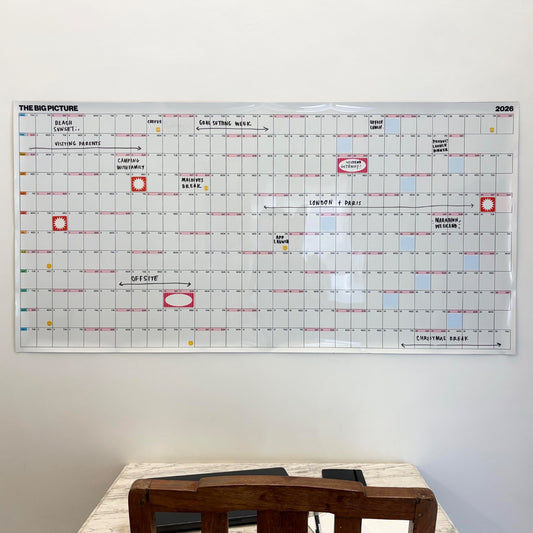 The Big Picture - Annual calender 2026 - 24" x 48" Dry Erase Wall Calendar (Boxes Edition), designed for professionals, teachers, students