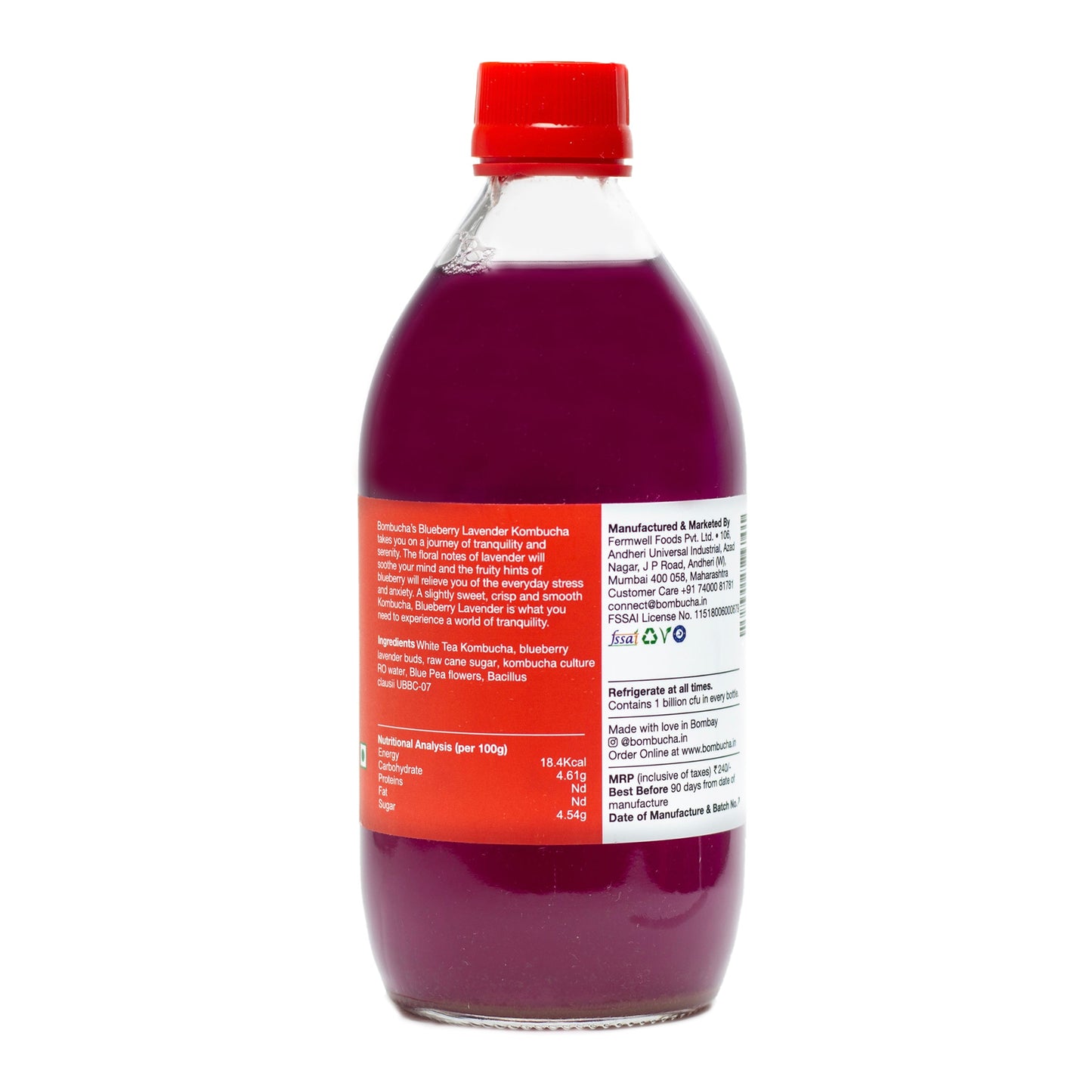 Kombucha-Blueberry Lavender 500ml (HYD)